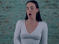 Cute Latina tart watches the porn video she has made herself on the net and masturbates on camera 7