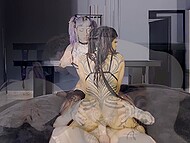 Two sluts with piercings participate in threesome with a guy and show their cute faces to get sperm 9