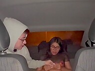 Teen dude takes a stunning hooker into the car and shoves his thick cock into her mouth and vagina 4