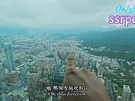 Slutty Asian hussy shows a tourist around and takes his erect pecker into her craving slit in the toilet 5