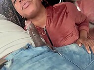 Ebony slut gets horny and surprises lucky black man with a sweet amateur blowjob in the car 6