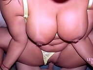 Curvy bitch in sexy lingerie shakes her gorgeous ass during amateur fucking in POV and gets a creampie 11