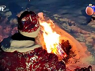 Russian Santa Claus found a masturbating Snow Maiden and fucked into her right in the snow in the forest 10