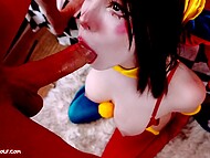 Hot Russian jester girl Molly RedWolf gags on the stud’s impressive dick and has her clit dirty with cum 4