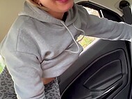 Man invites unknown blonde chick into his car and passionately fucks her, filming hot process on camera 5