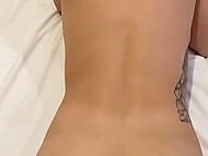 Husband filmed on his phone dirty amateur sex with a lustful brunette who slept without panties 9