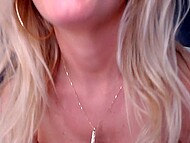 Blonde MILF dominates her man, helps him to masturbate and even gets her panties dirty with pussy juice 11