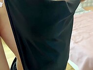 Russian blonde on high heels came to visit her friend to have plenty of fucking and get a cumshot on ass 5