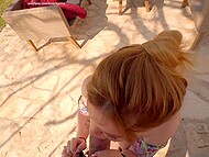 Russian chick with big natural tits lifted her dress and asked her lover for a great outdoor fucking 4