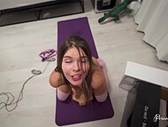 Sweet brunette Princess Alice pounces on a sex toy and performs spectacular masturbation on the floor 11