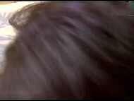 Shy Japanese chick gently caresses the dick with her mouth and takes it into her hairy pussy in classic positions 10