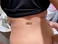 Busty whore and her horny boyfriend dropped into the public toilet just to copulate on their cam 10