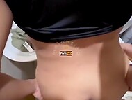 Busty whore and her horny boyfriend dropped into the public toilet just to copulate on their cam 11