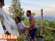 Lovely Mulatto chick took her black man’s cock into pussy in the open air while all neighbors were sleeping 10