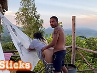 Lovely Mulatto chick took her black man’s cock into pussy in the open air while all neighbors were sleeping 8