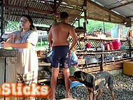 Amateur Asian wench pulls pants down to take her lover’s erect tool into twat from behind in the empty bar 6