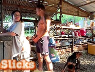 Amateur Asian wench pulls pants down to take her lover’s erect tool into twat from behind in the empty bar 7