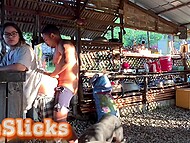 Amateur Asian wench pulls pants down to take her lover’s erect tool into twat from behind in the empty bar 8