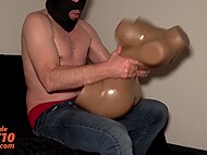 Perverted man with immense dick wildly drills his favorite busty sex doll and covers the floor with cum 6