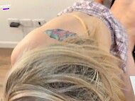 Busty blonde Divina Maruuu sucks two dicks at the same time and enjoys crazy threesome in the office 8