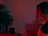 Sultry cyber maid Sia Siberia strips naked when cleaning the house and spreads legs for a sex machine 7