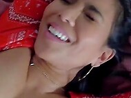 Playful Asian MILF met a new lover and took his home to blow his dick and spread legs for his prick 11