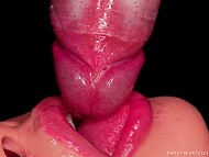 MILF uses her sweet lips to put a condom on the hard cock and with a blowjob brings him to ejaculation 11