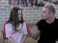 Charming Russian teeny sees a man’s cock for the first time and gets ready to take it into her virgin twat 4