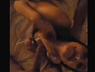 Skinny amateur whore blows a white dude while the black stud drills her pussy in a threeway POV 5