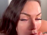 Fabulous MILF wraps her sexy lips around a dick while her lover films a hot amateur blowjob in POV 5