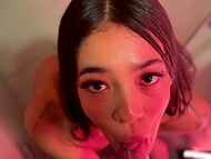 Horny guy burst into the bathroom to fuck in the sweet mouth beautiful brunette with tattoos 7