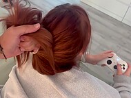 Frolic red-haired hussie doesn’t stop playing a game when boyfriend’s roommie fucked her from behind 9