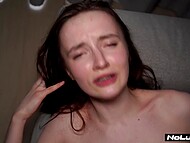 Cute tart has her first porn experiment with a horny stud in hardcore pussyfuck and squirt on cam 5