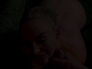 Smiling curvaceous cougar shakes her huge ass and gets facialized after doggy style sex at porn casting 11