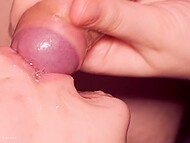 Young stepdaughter runs her tongue over hard dick, provoking ejaculation into her sweet mouth 10