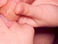 Young stepdaughter runs her tongue over hard dick, provoking ejaculation into her sweet mouth 9