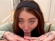 Guy spied on how the brunette was taking a shower, and then fucked her deep in the throat and pussy 7