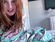 Big-assed teen tart got so bored that sneaked to her stepbrother’s room and seduced him on a quickie 4