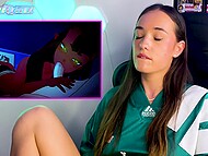 Young brunette watches adult cartoons and enjoys amateur masturbation using her gentle fingers 6
