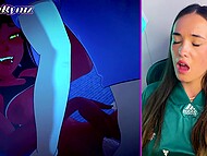 Young brunette watches adult cartoons and enjoys amateur masturbation using her gentle fingers 8