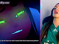 Young brunette watches adult cartoons and enjoys amateur masturbation using her gentle fingers 9