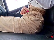 During a taxi ride, naughty MILF takes off her panties and caresses sweet pussy in the back seat 4