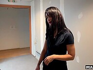 Hot French MILF comes to have the interview but she has a wild interracial DP threesome with two black guys 6