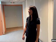 Hot French MILF comes to have the interview but she has a wild interracial DP threesome with two black guys 7
