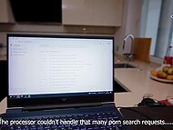 Adorable blonde in panties Mia Mur distracted her boyfriend from the computer and got cum on belly 4