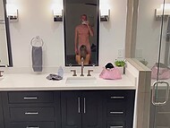 Pregnant MILF with natural tits offers her husband an amateur blowjob in the pool and then sex in the bedroom 4