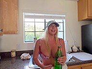 The dude came to ask his naughty neighbor girl not to tan naked in the yard but couldn’t help fucking her 4