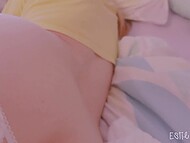 The dude gave his erect cock to the half-sleeping chick to stroke and creampied her slit after morning sex 6