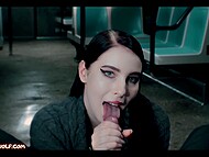 Young slut gives amazing blowjob to a stranger on the subway, and impresses with the size of her tits 11