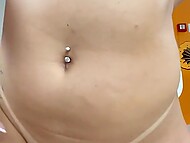 Curly blonde Daniella Motta sits on a dick with her gorgeous ass, receiving a cumshot inside it 9